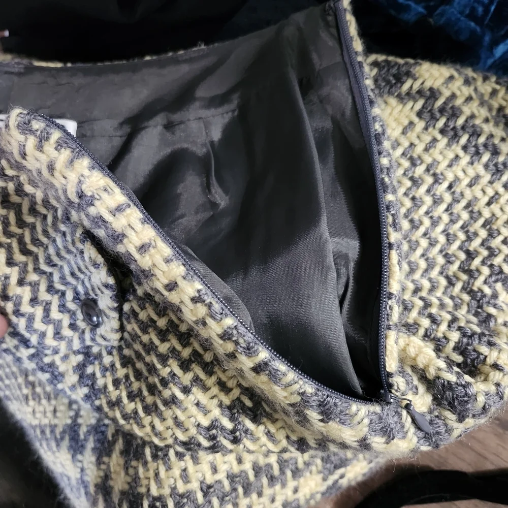 Carlisle Vintage Plaid Tweed Pencil Skirt in Yellow and Gray Size 4 Wool Blend